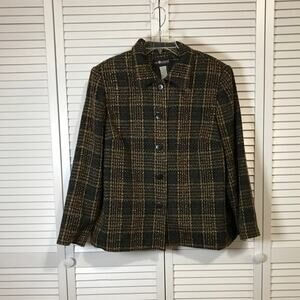 Sag Harbor Plaid High Neck Long Sleeve Jacket 18W